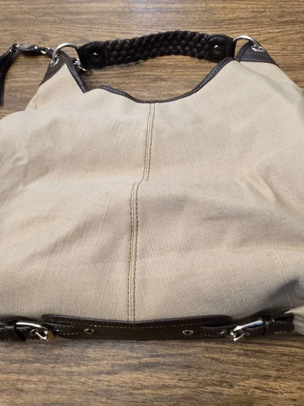 RAFE for Target Women's Tan/Brown Woven Trim Canvas Hobo Shoulder Bag - Large